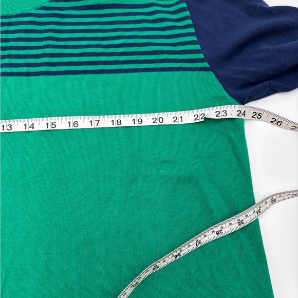 Lands' End women XL 18 Striped Green and Navy Crewneck Sweater outdoor - Picture 7 of 7